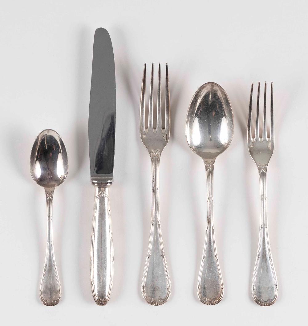 Appraisal: CHRISTOFLE RUBANS SILVER PLATED FLATWARE SERVICE FRANCE TH CENTURYCHRISTOFLE RUBANS