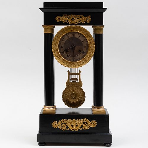 Appraisal: LATE CHARLES X GILT-METAL-MOUNTED EBONIZED MANTEL CLOCK x x in