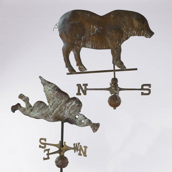 Appraisal: TWO WEATHERVANES One an angel the other a pig th