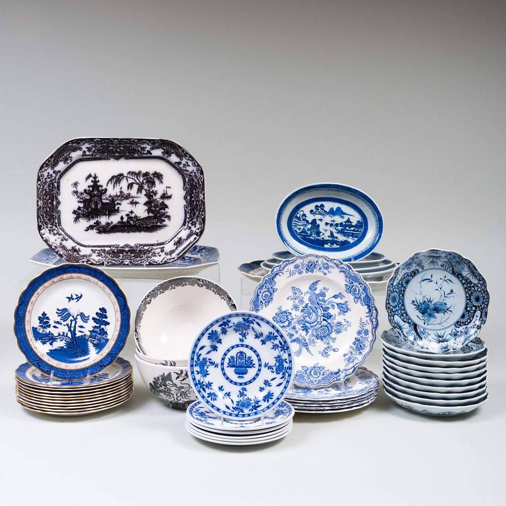 Appraisal: Group of Blue and White Porcelain Tablewares Comprising A Spode