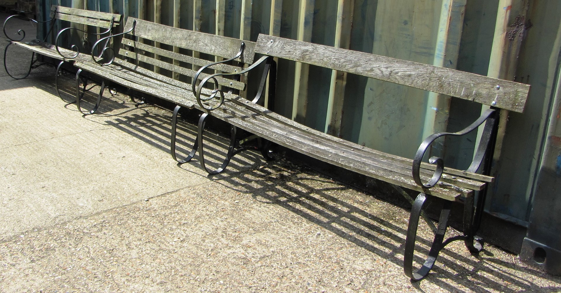 Appraisal: A set of three similar black painted wrought iron garden