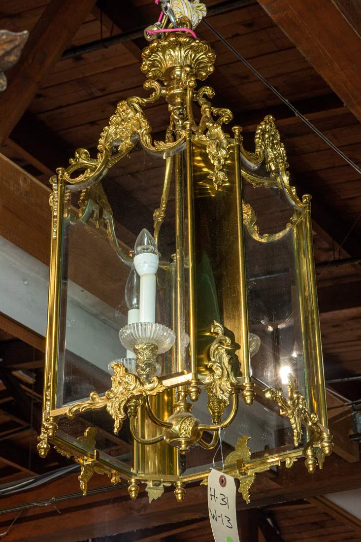 Appraisal: A CONTINENTAL GILT FOYER LANTERN A Continental gilt foyer lantern