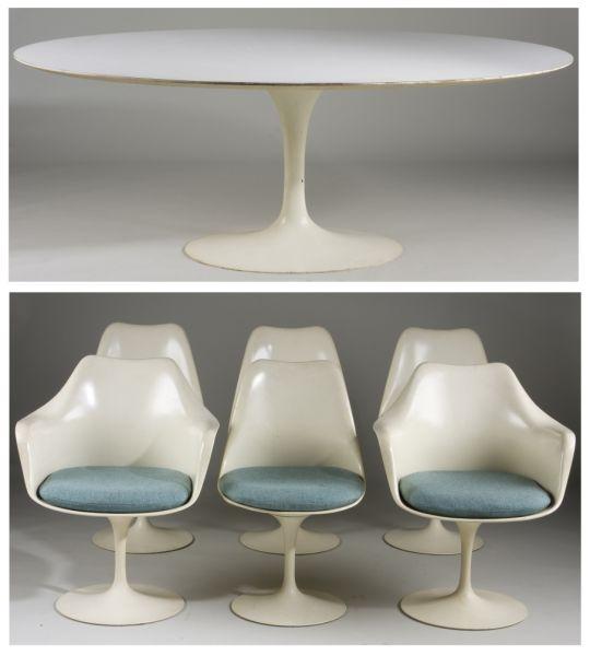 Appraisal: Knoll and Saarinen Tulip Chairs With Table circa set of