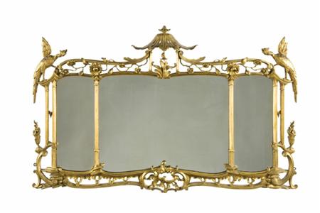 Appraisal: A th century giltwood triptych overmantel mirror In the Chinese