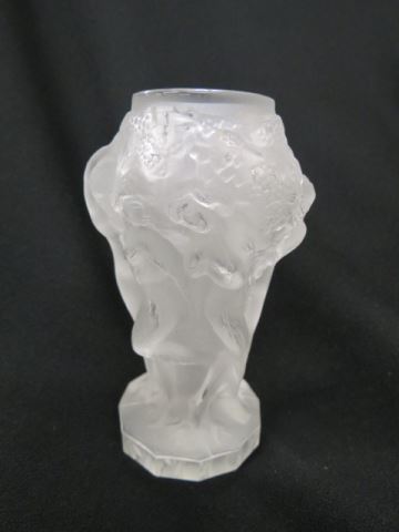 Appraisal: Bohemian Crystal Vase frosted nudes in the manner of Rene