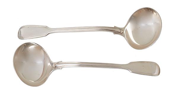 Appraisal: A PAIR OF VICTORIAN STERLING SILVER SAUCE LADLES BY GEORGE