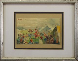 Appraisal: Signed Festival Scene Watercolor Signed Festival Scene Watercolor Depicting a