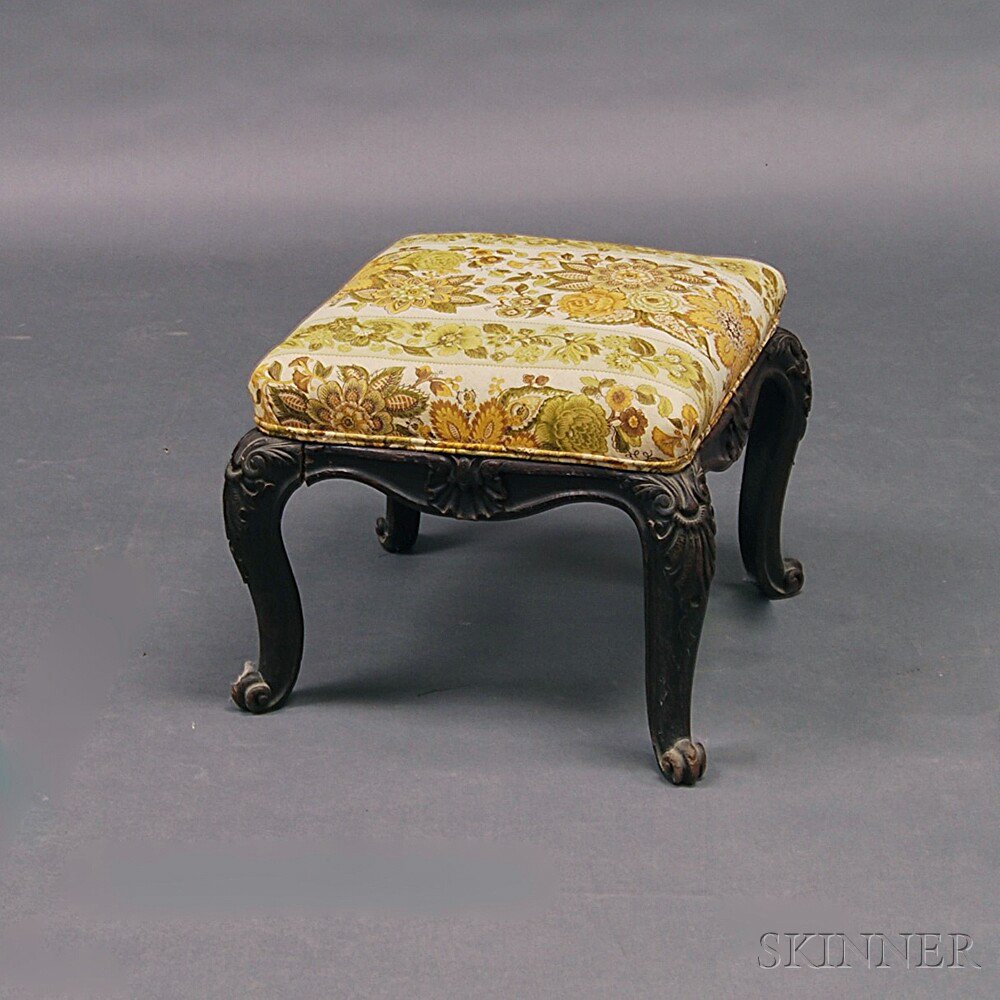 Appraisal: LXV-style Carved Oak Ottoman France th century the upholstered seat