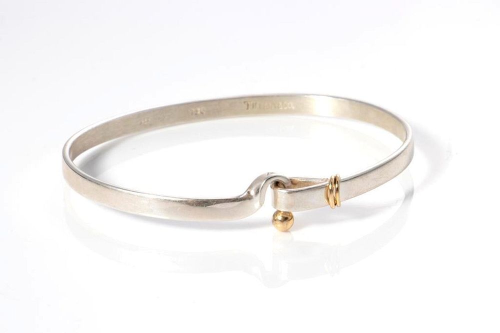 Appraisal: Tiffany Co k gold silver bangle bracelet stamped Tiffany Co