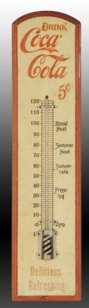 Appraisal: Coca-Cola Wooden Thermometer Description Circa Very strong example with only