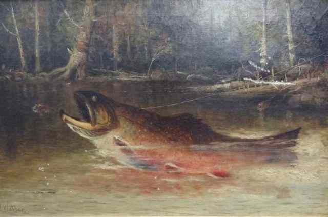 Appraisal: WEBBER Wesley O C of Hooked Fish Signed lower left