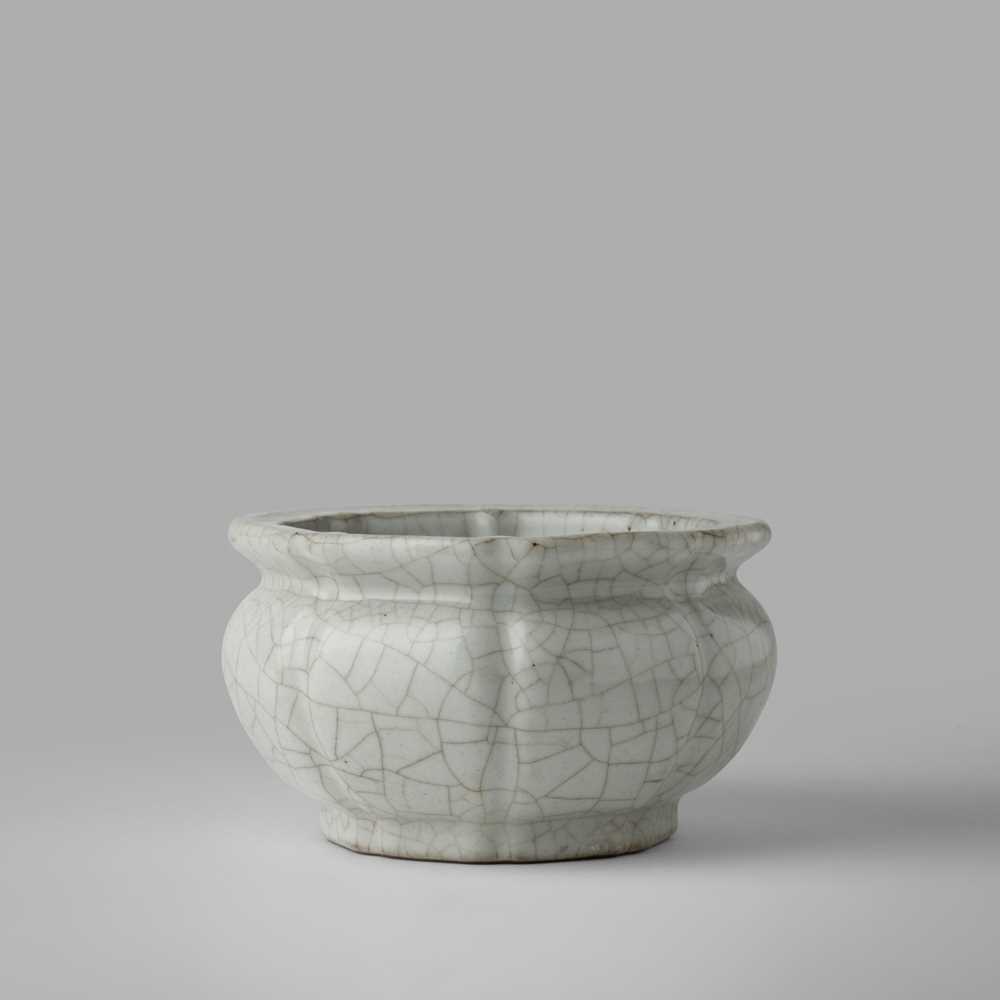 Appraisal: GE-TYPE CRACKLE-GLAZED OCTOGONAL POT ZHAN JING ZHAI ZHI MARK POSSIBLY