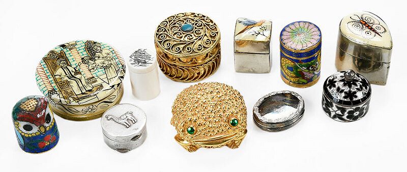 Appraisal: Assorted Small Lidded Boxes th century mostly metal with several