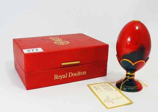 Appraisal: Royal Doulton Flambe Egg and Stand Limited Edition Boxed with