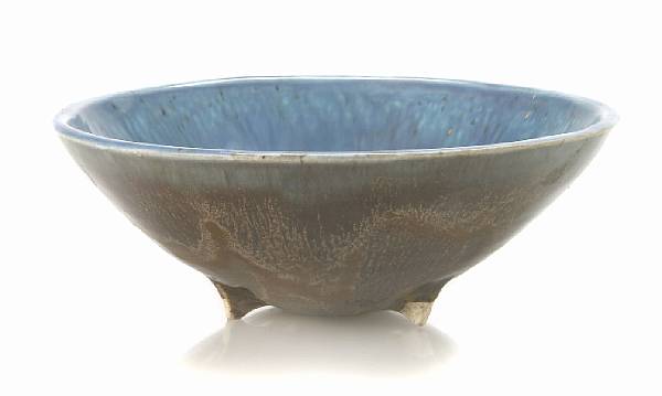 Appraisal: Beatrice Wood American - footed bowl blue-brown glazed earthenware underglazed