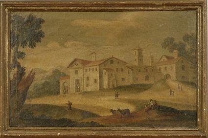 Appraisal: Italian School th C Landscape with Villa Oil on canvas