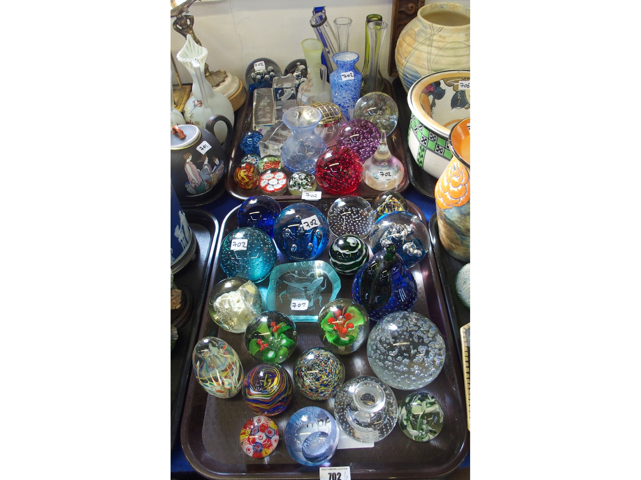 Appraisal: Assorted paperweights and glass vases