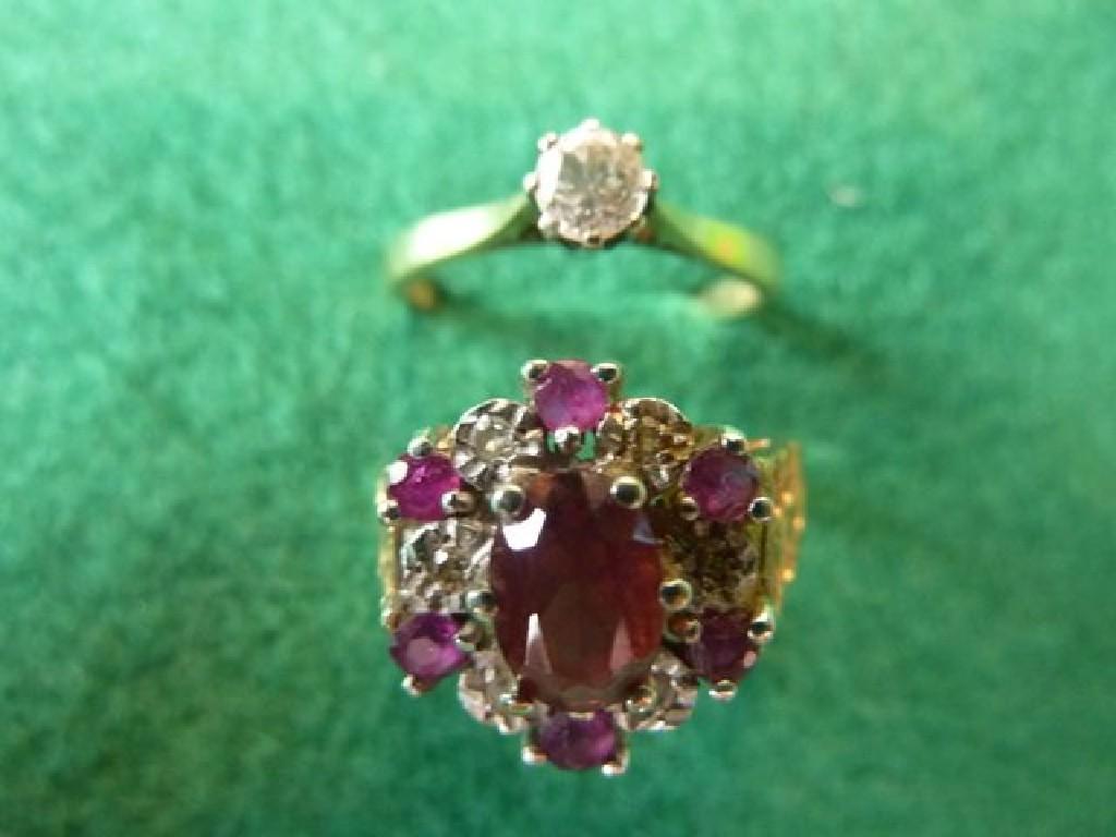 Appraisal: An ct gold and solitaire diamond ring and a ct