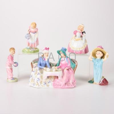 Appraisal: ROYAL DOULTON Five figurines th c Make Believe Mary Mary