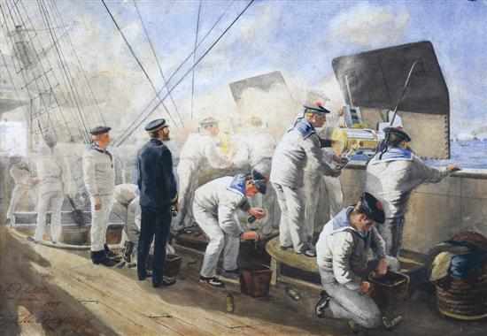 Appraisal: Etienne de Bonnin de Fraysseix French - Naval Operations watercolour