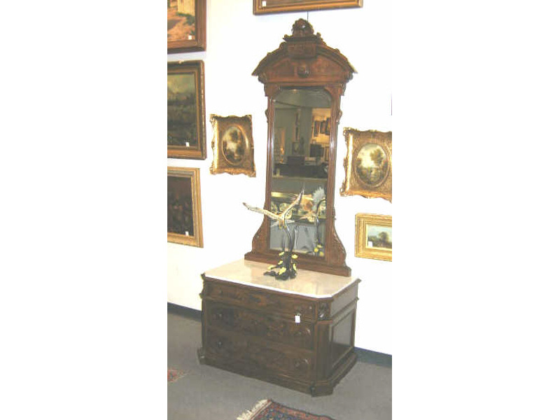 Appraisal: AMERICAN TH CENTURY WALNUT DRESSER WITH MIRROR With an arched