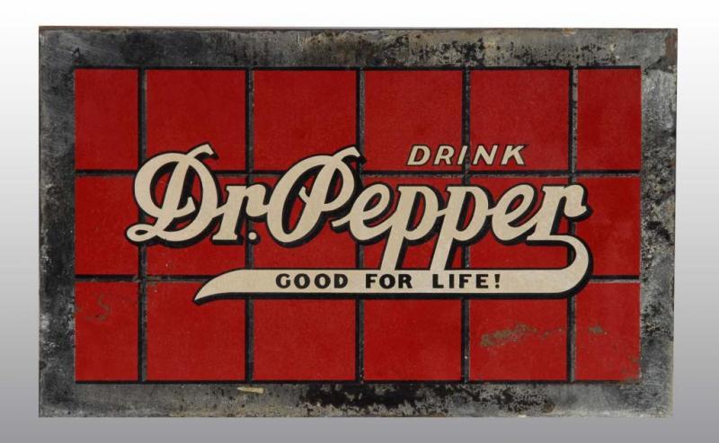 Appraisal: Reverse on Glass Dr Pepper Mirrored Sign Description Circa s