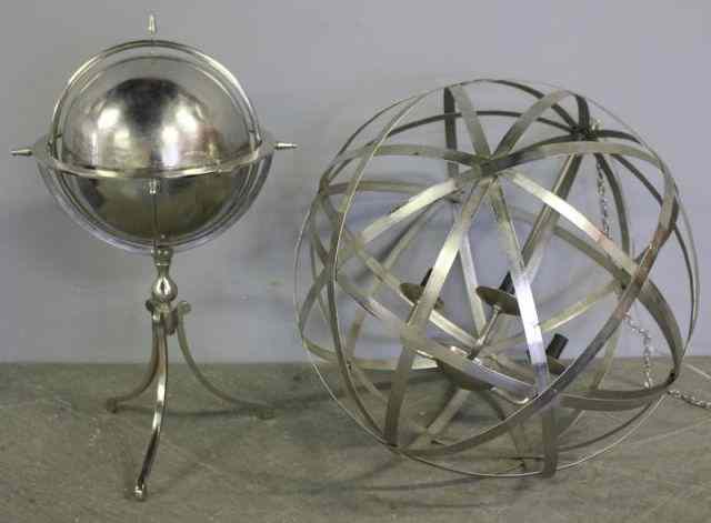 Appraisal: Decorative Lot Including a Spherical Chandelierand a Globe From a