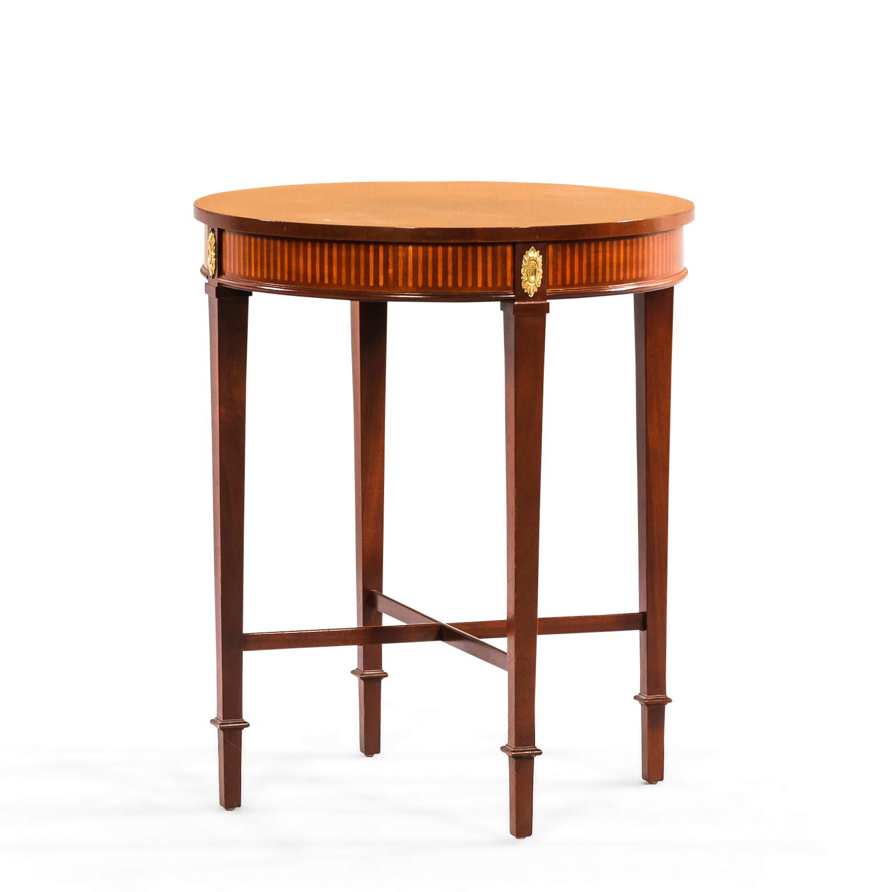 Appraisal: BAKER FURNITURE NEOCLASSICAL-STYLE MAHOGANY AND INLAY OCCASIONAL TABLE with brass-mounted