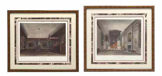 Appraisal: A Set of Six English Handcolored Engravings depicting the interiors