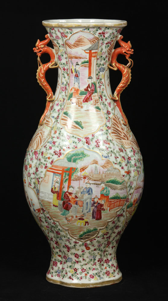 Appraisal: - Chinese Export Vase Export Vase China Porcelain with dragon