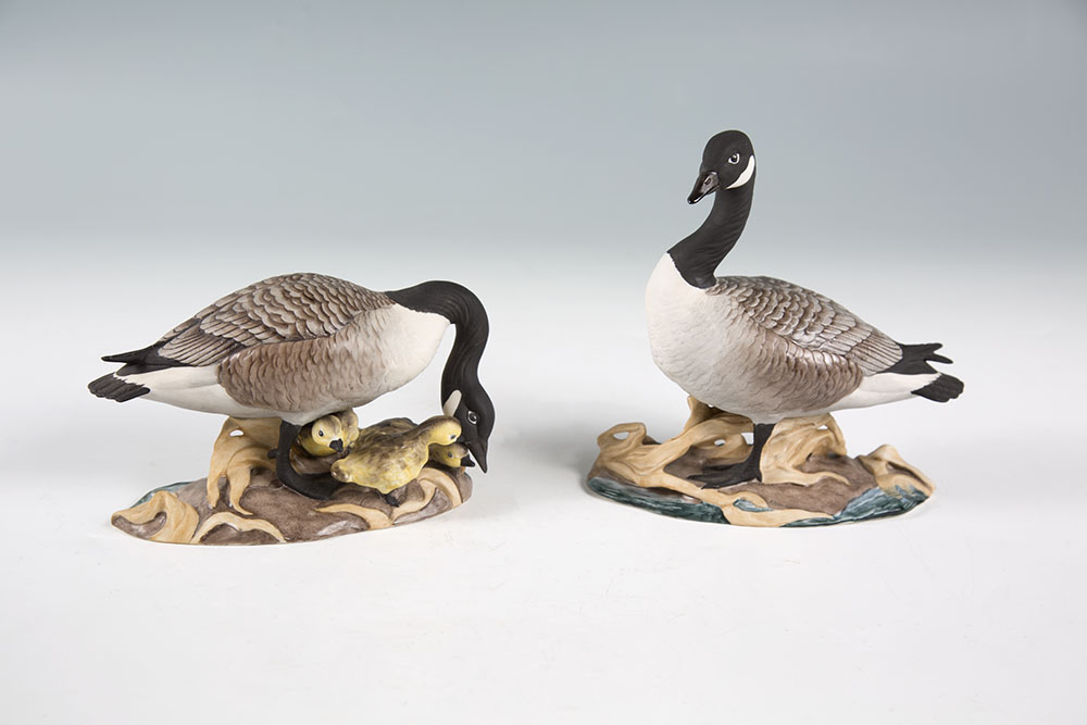 Appraisal: PAIR OF BOEHM PORCELAIN GEESE FIGURINES pieces total each with