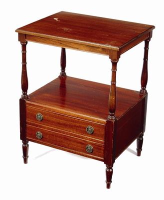 Appraisal: A mahogany two tier table fitted with two drawers modern