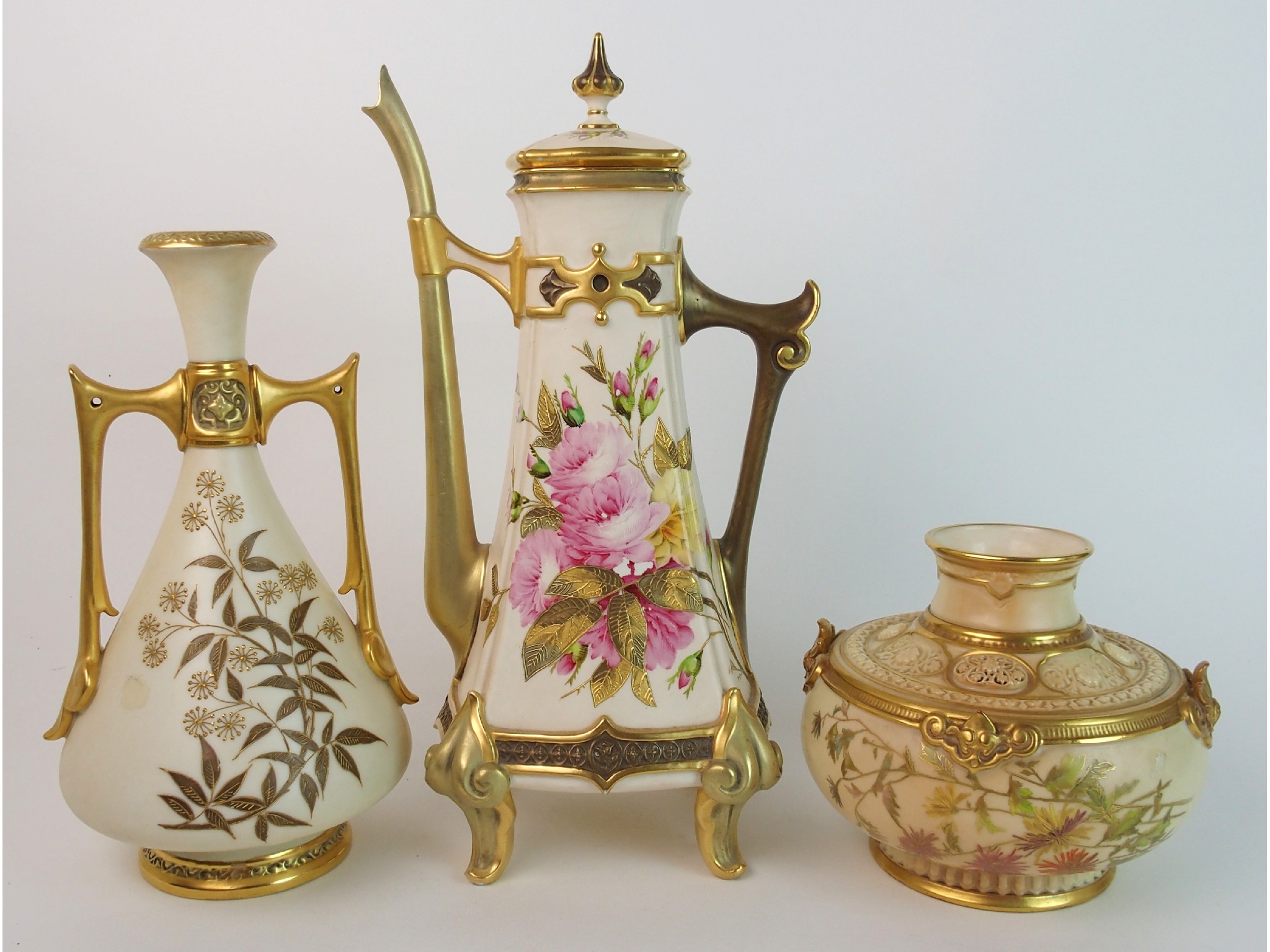 Appraisal: A group of Royal Worcester wares an Aesthetic style tall