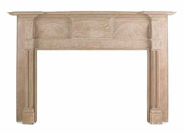 Appraisal: Federal carved pine mantel ca with fan panels reeded pilasters