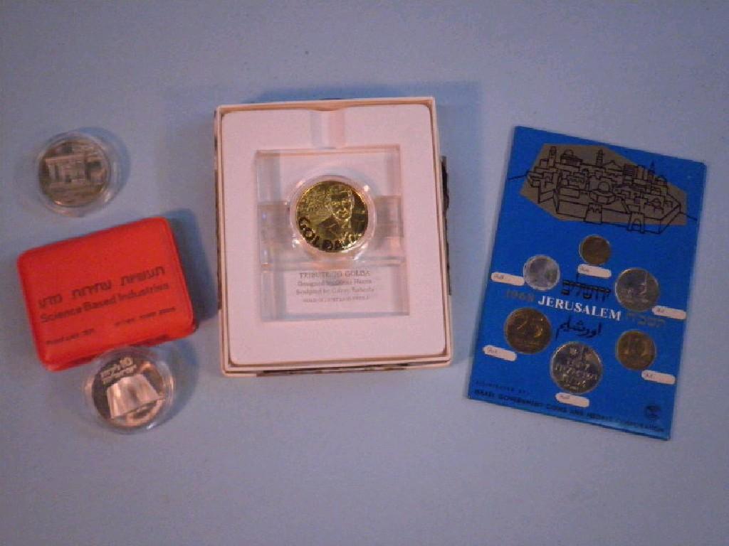 Appraisal: Israel coin set cased Tenil Independence Tribute to Golda commemorative