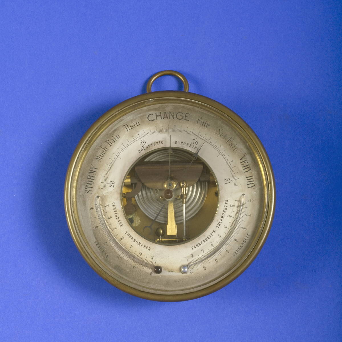 Appraisal: BRASS HOLOSTERIC SHIP'S BAROMETER FROM THE SCHOONER YACHT quot MADELEINE