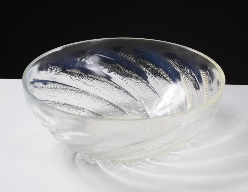 Appraisal: RENE LALIQUE POISSONS OPALESCENT GLASS BOWL of circular form with