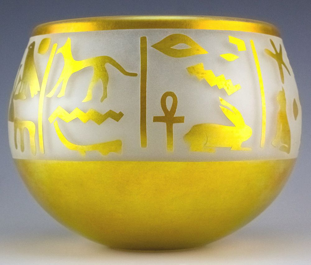 Appraisal: Correia Egyptian Revival Gold Aurine Glass Bowl Correia American studio