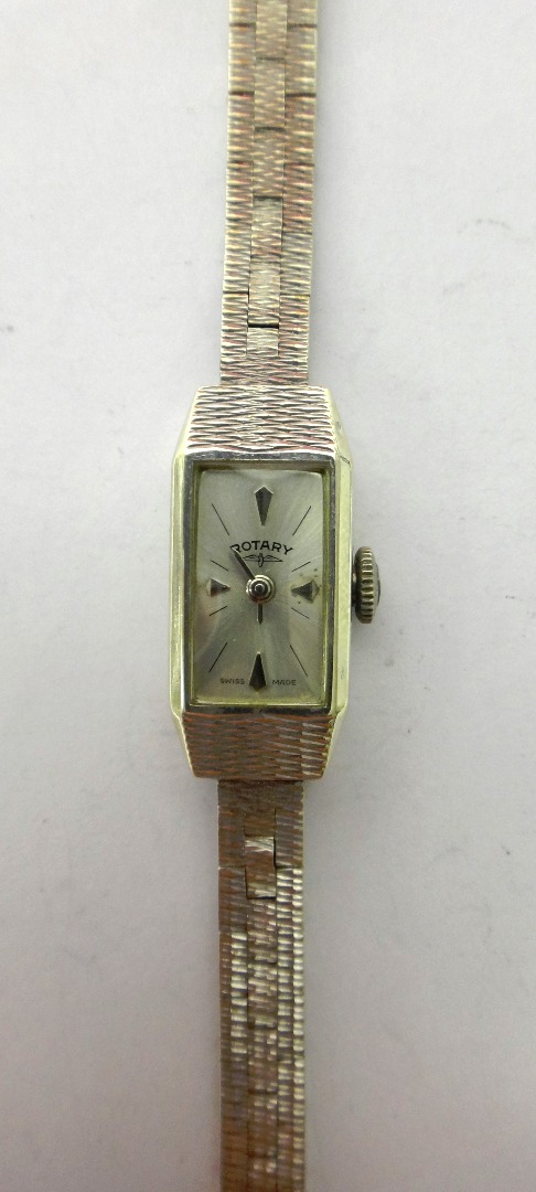 Appraisal: A lady's ct white gold Rotary bracelet wristwatch with a