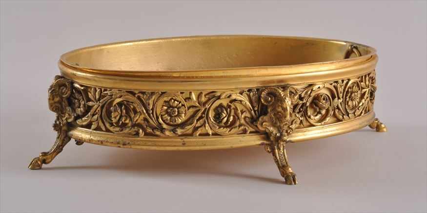 Appraisal: LOUIS XVI STYLE GILT-BRONZE OVAL CENTERPIECE SIGNED CARDEILHAC PARIS Pierced