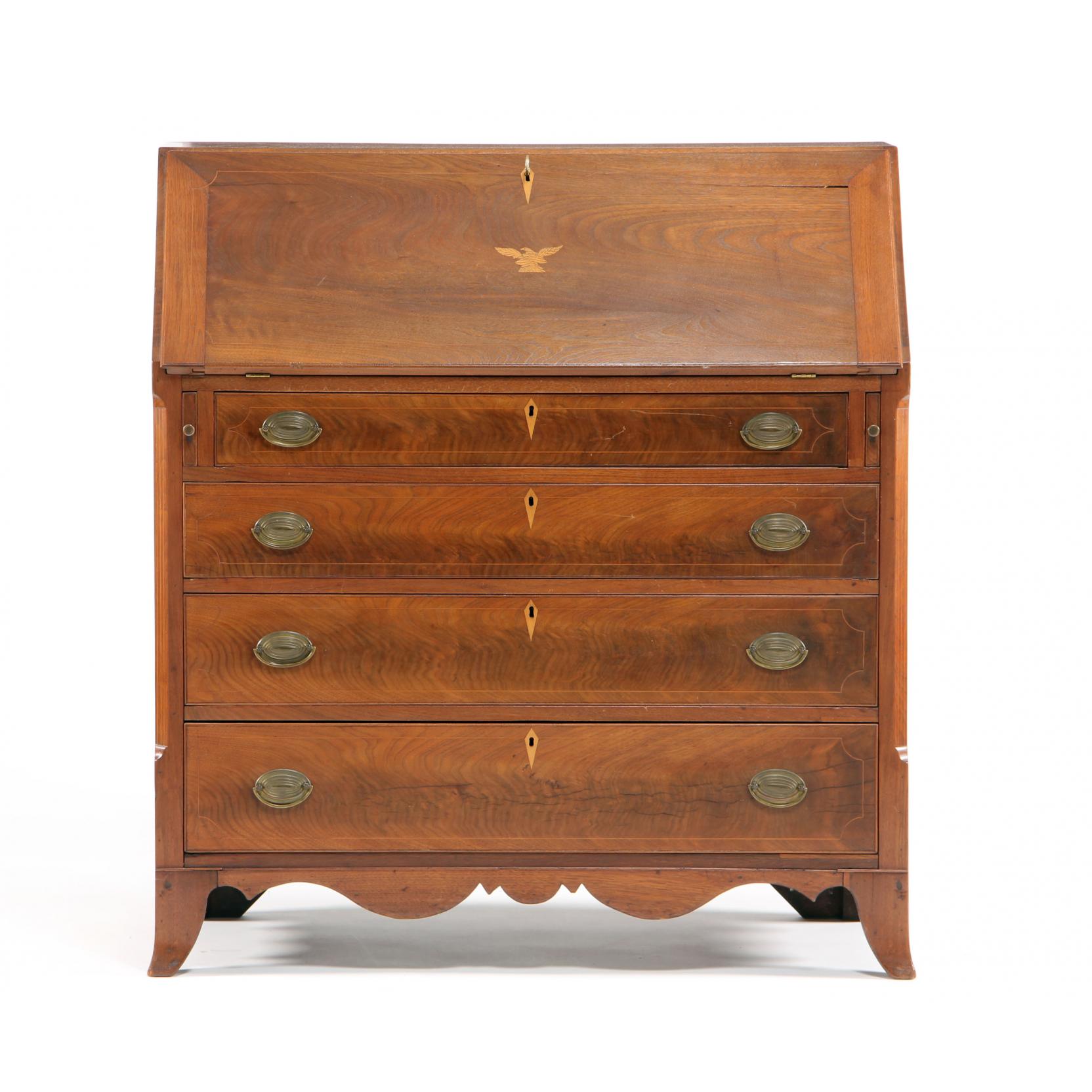 Appraisal: American Federal Slant Front Inlaid Desk probably Virginia early th