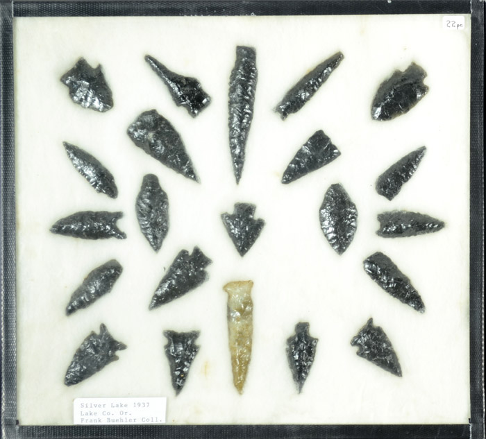 Appraisal: CASED COLLECTION OF TWENTY-TWO ARROWHEADS from the Frank Buehler Collection