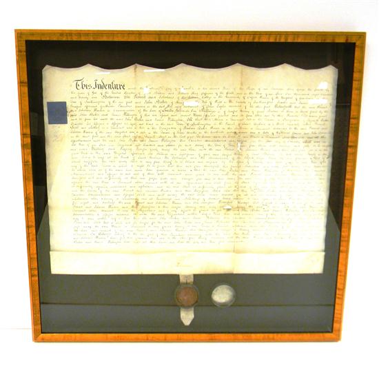 Appraisal: th C English indenture document legally binding agreement between the