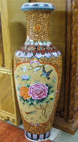 Appraisal: LARGE CHINESE PORCELAIN FLOOR VASE the exterior hand painted with