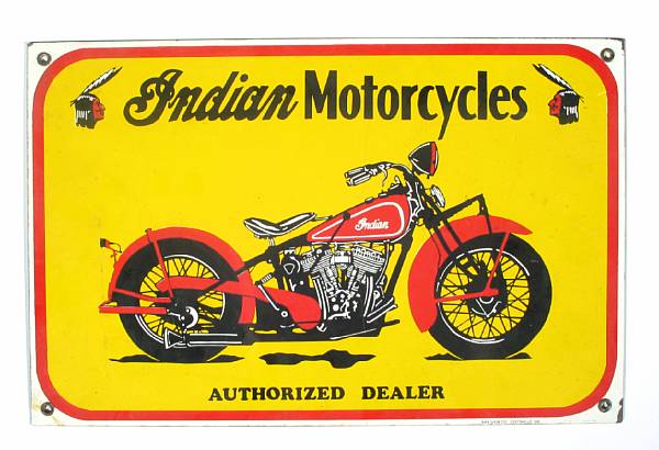 Appraisal: An Indian Motorcycle Authorized Dealer sign red and black on