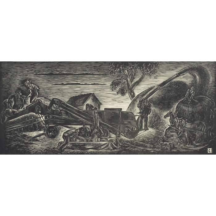 Appraisal: Letterio Calapai American - Harvest wood engraving x pencil signed