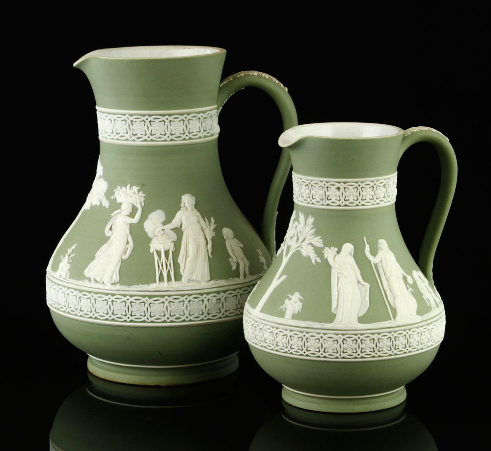 Appraisal: - Wedgwood Pitchers Lot of two Wedgwood green and white