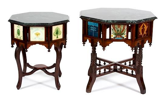 Appraisal: Two Portuguese Colonial Hexagonal Rosewood Tables Height of larger x