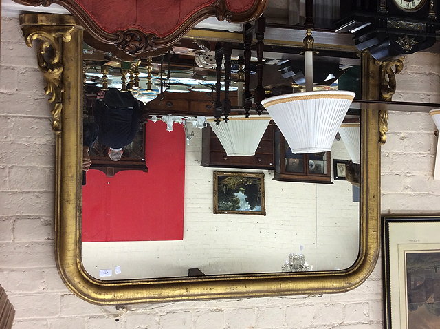 Appraisal: A TH CENTURY GILTWOOD OVERMANTLE MIRROR cm wide