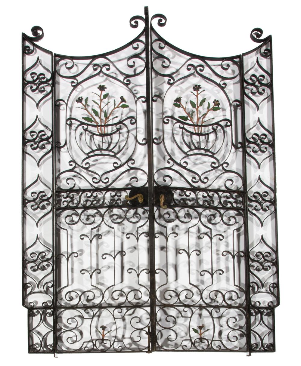 Appraisal: Pair of Decorative Painted Metal Garden Gates floral scroll motif